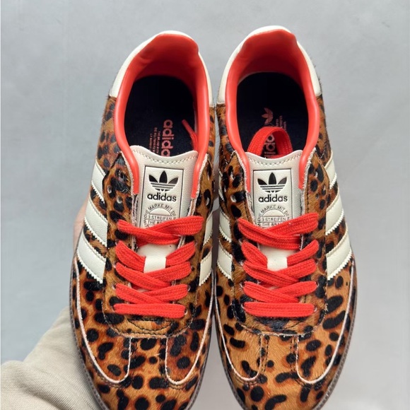 Adidas Leopard Print Sneakers with Red Accents